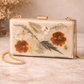 Real Flower Resin Clutch Bag – Warm Tones Evening Purse with Chain Strap for Women