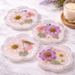 Real Flower Resin Coasters – Soft Pink Handmade Floral Drink Coasters, Flower Shaped Set (4.84 x 4.53 in)
