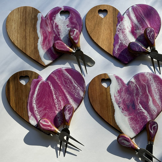 Heart Shaped Cheese Board With knife Set