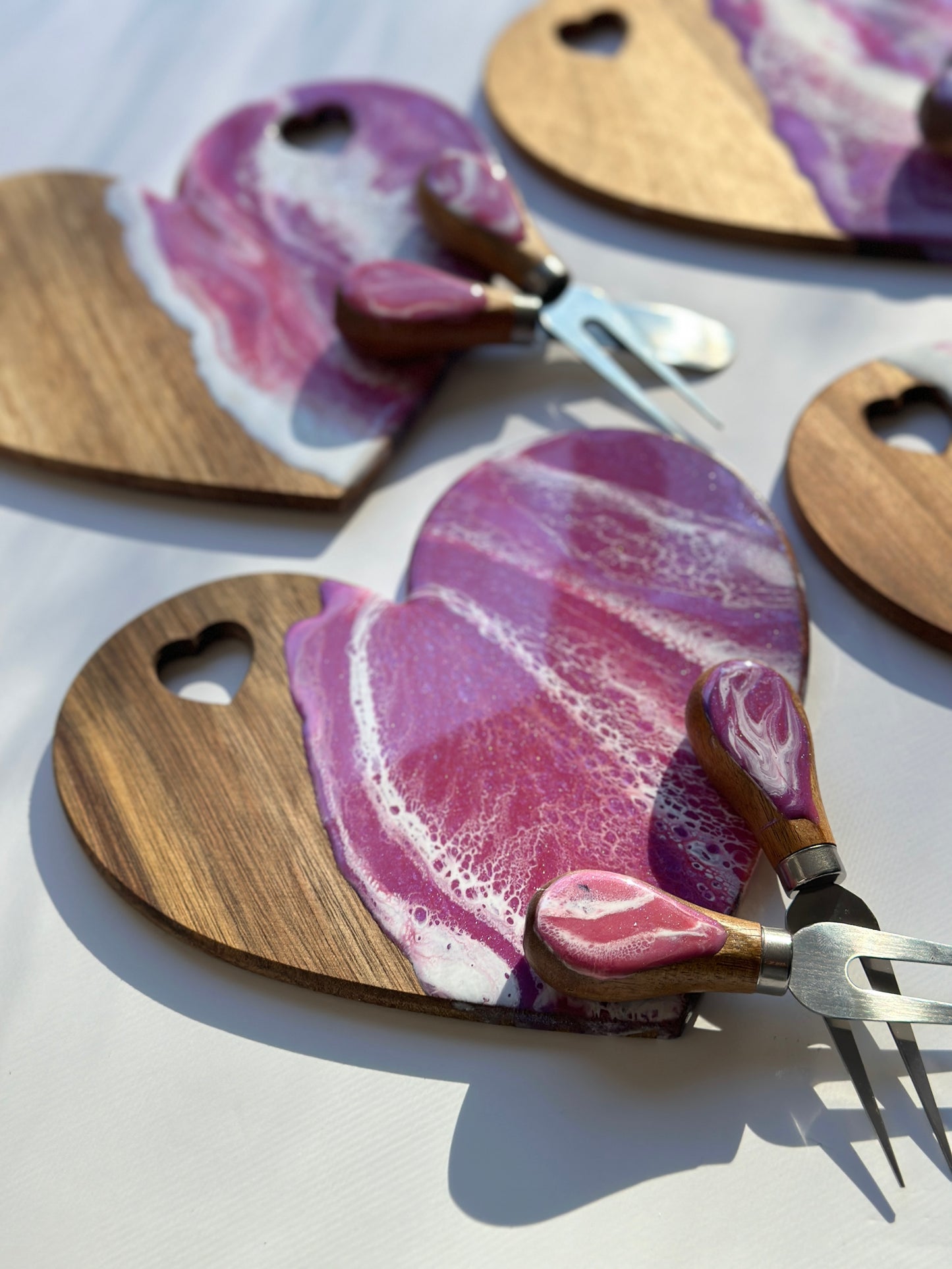 Heart Shaped Cheese Board With knife Set