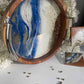 Beautiful Blue Round Wooden Tray with Two Matching Coasters