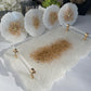 White and Gold Geode Shape Coasters and Tray Set