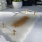 White and Gold Geode Shape Coasters and Tray Set