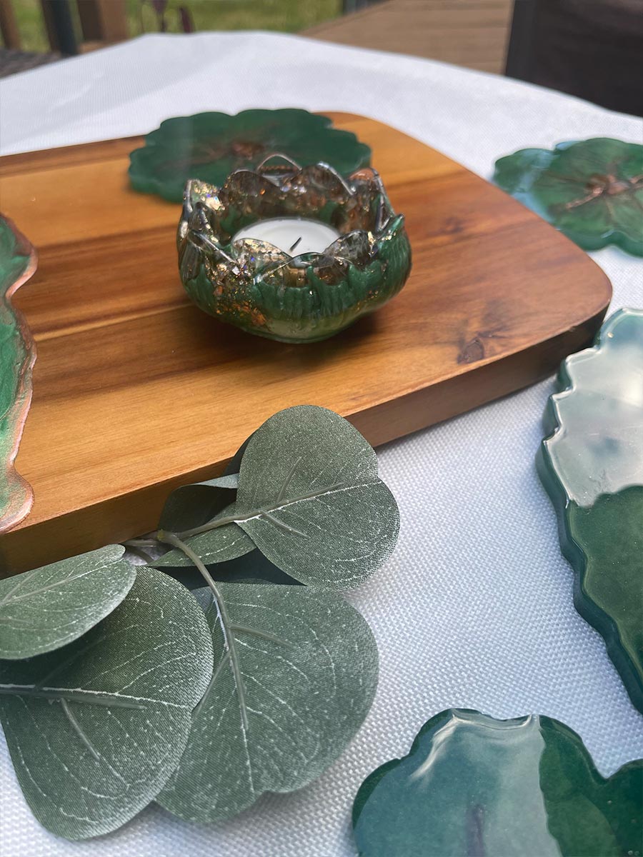 Green & Copper Tray Set