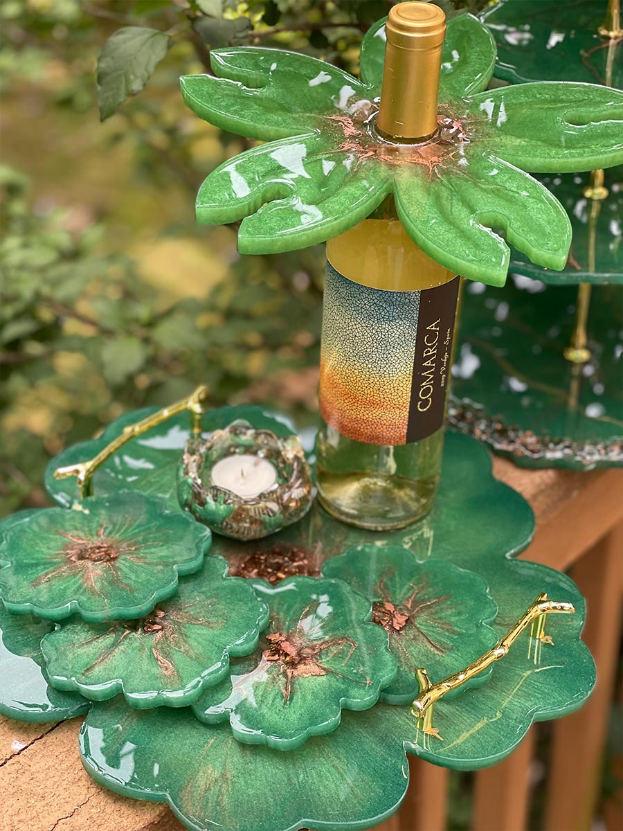 Green & Copper Tray Set