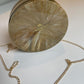 Gold and Brown Round Handbag