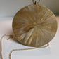 Gold and Brown Round Handbag