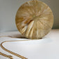 Gold and Brown Round Handbag