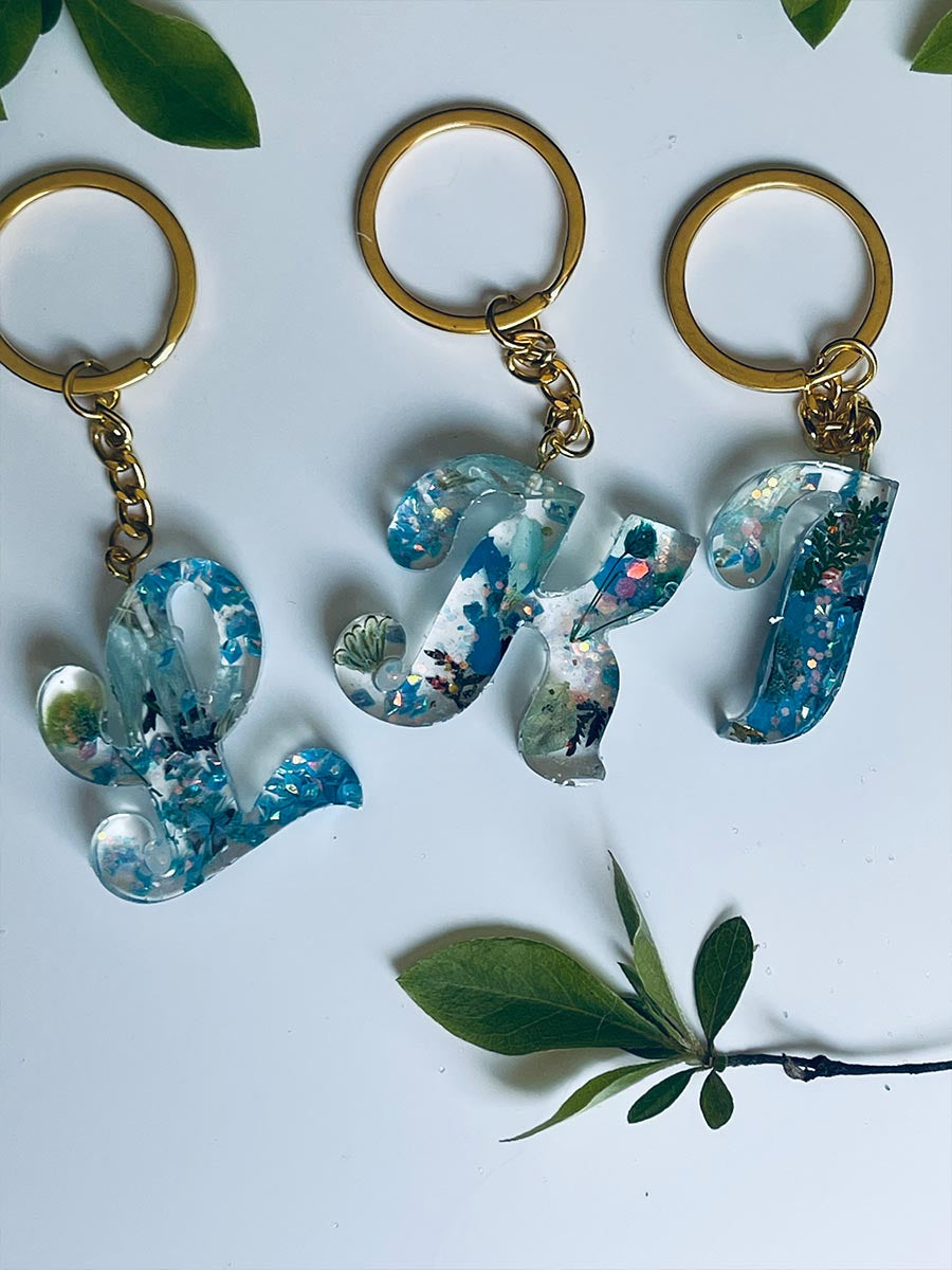 Blue Teal Color Flowers Letters