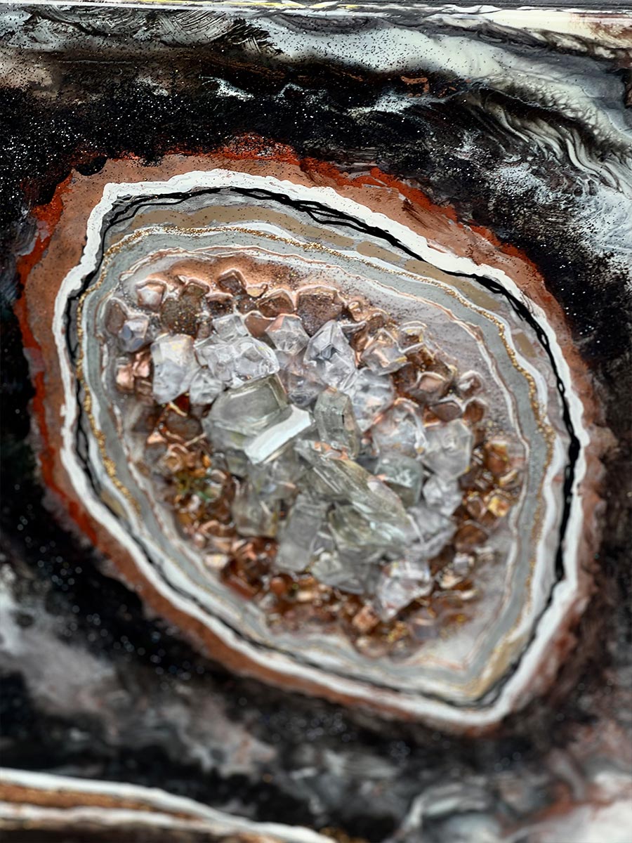 Copper and Black Geode Design Square Painting