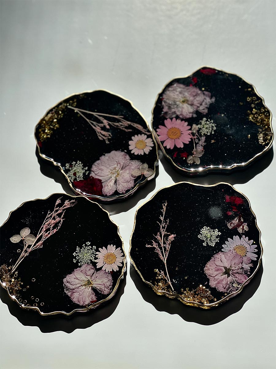 Flower Geode Shape Coasters Set