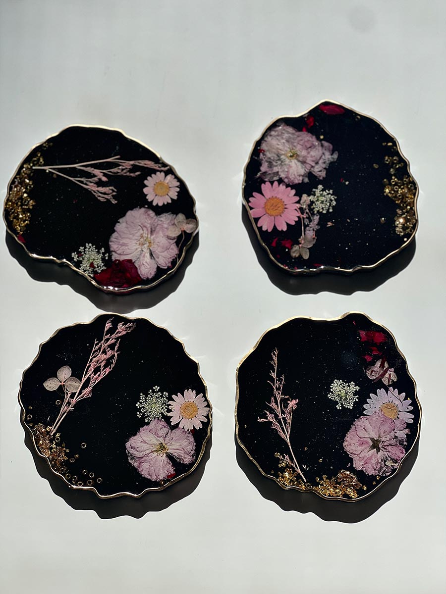 Flower Geode Shape Coasters Set