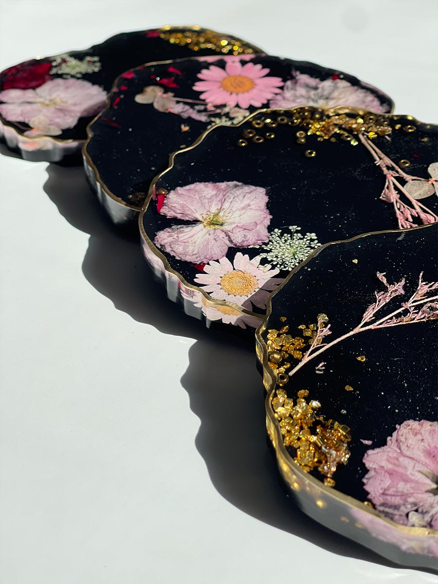 Flower Geode Shape Coasters Set