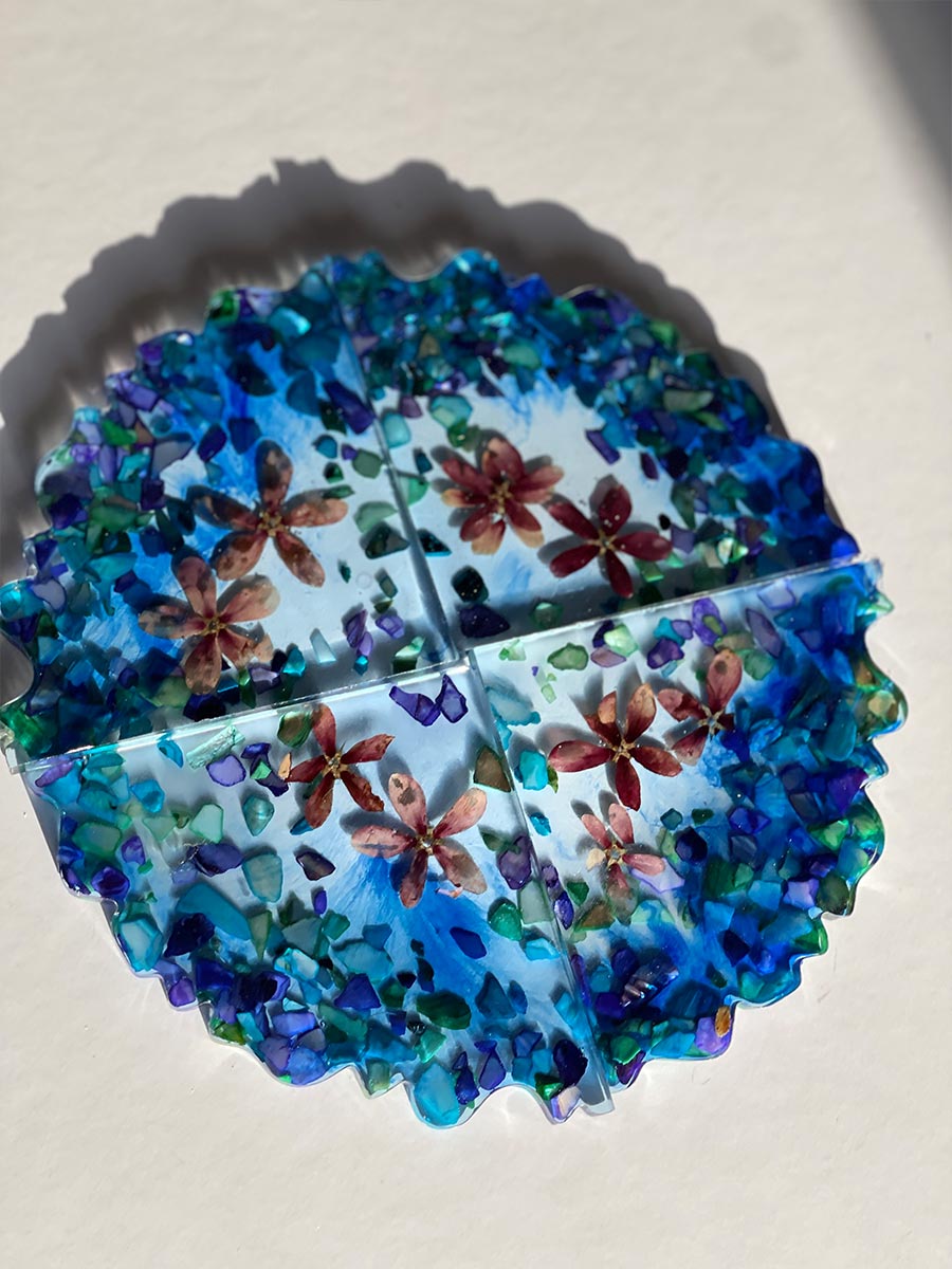 Geode Shape Flower Coasters Set