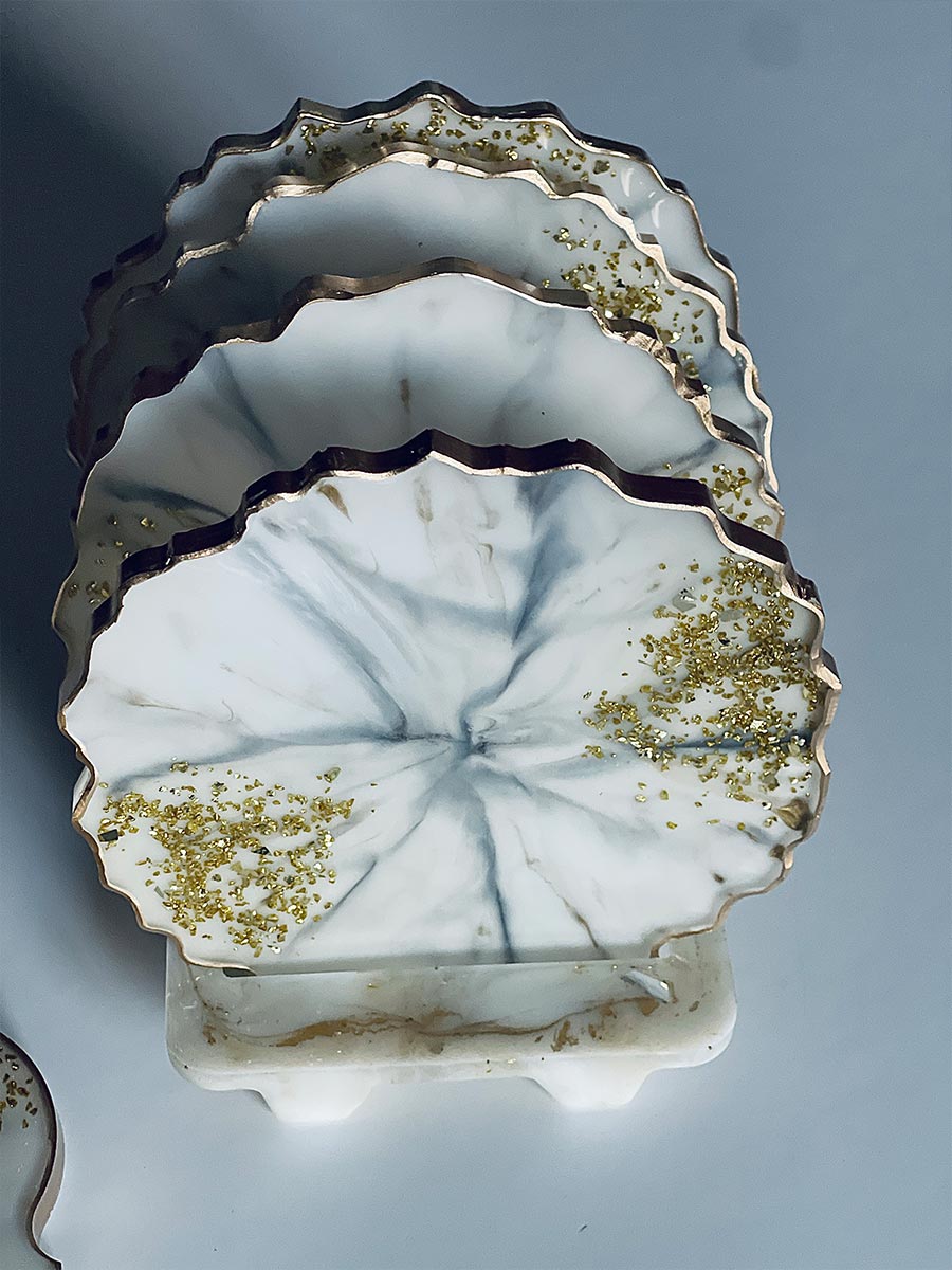 Marble Geode Design Tray Set