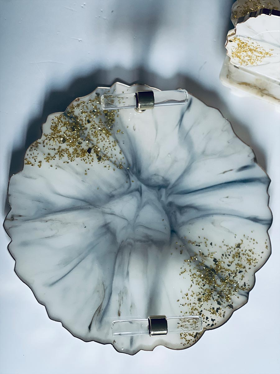 Marble Geode Design Tray Set