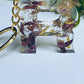 Mixed Color Flowers Gold Chain Cap Letters