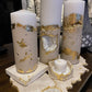 Luxury Nude and Gold Concrete pillar Candles Set