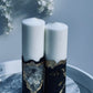 Luxury Crystal Black and Gold with Crystals Concrete Pillar Candles Set