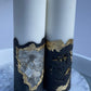 Luxury Crystal Black and Gold with Crystals Concrete Pillar Candles Set