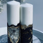 Luxury Crystal Black and Gold with Crystals Concrete Pillar Candles Set