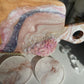 Purple, Pink Marble Design Cheeseboard Set with Two Matching Round Coasters
