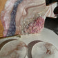 Purple, Pink Marble Design Cheeseboard Set with Two Matching Round Coasters
