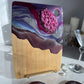 Purple Geode Design Cheeseboard Set with Two matching Round Coasters
