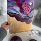Purple Geode Design Cheeseboard Set with Two matching Round Coasters