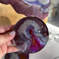 Purple Geode Design Cheeseboard Set with Two matching Round Coasters