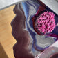 Purple Geode Design Cheeseboard Set with Two matching Round Coasters