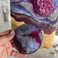 Purple Geode Design Cheeseboard Set with Two matching Round Coasters