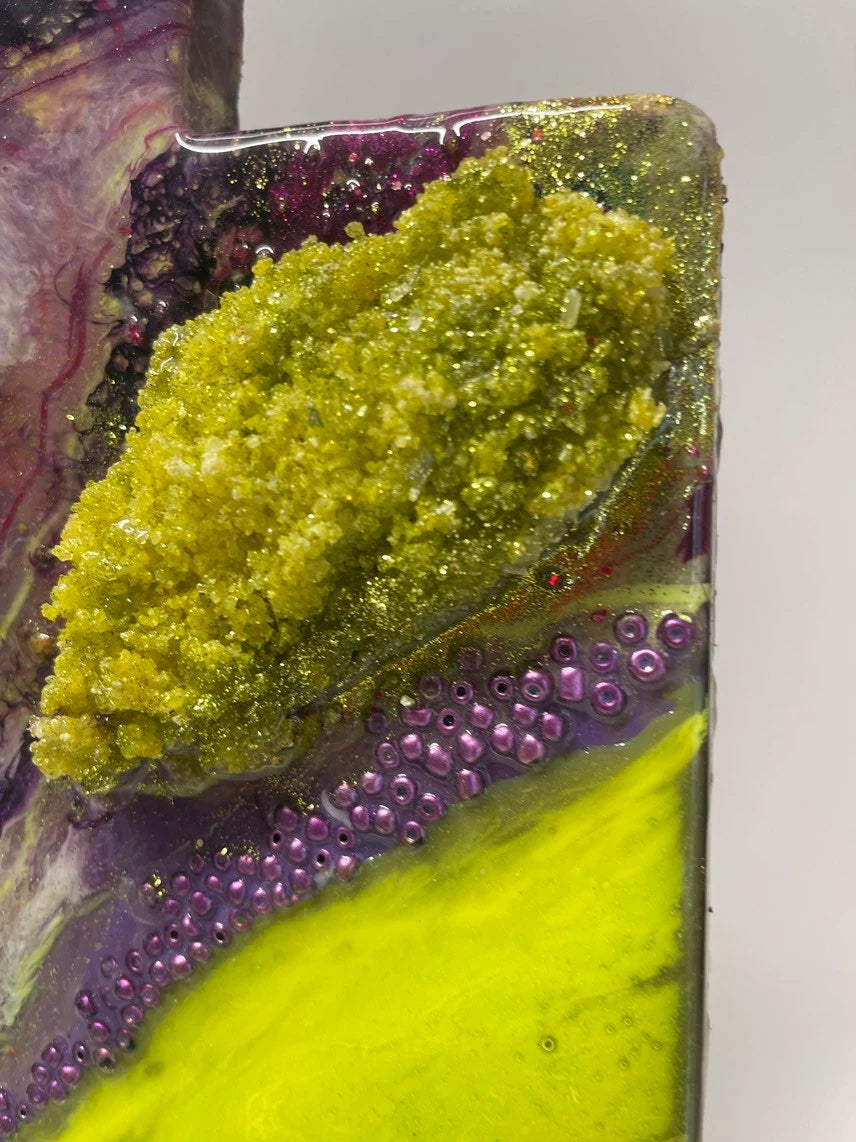 Purple and Lime Green Geode Marble Design Cheeseboard