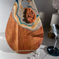 Gold and Teal Color Cheeseboard with Two Round Matching Coaster