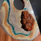 Gold and Teal Color Cheeseboard with Two Round Matching Coaster