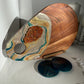 Gold and Teal Color Cheeseboard with Two Round Matching Coaster