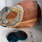 Gold and Teal Color Cheeseboard with Two Round Matching Coaster
