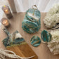 Teal Green & Bronze 3 Tier Round Stand / 2 Coasters / Gift set !!