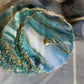 Teal Green & Bronze 3 Tier Round Stand / 2 Coasters / Gift set !!