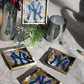Sports Coasters, New York Yankee's Fan Dream!!! One of a Kind Set of 4 Yankee's Coasters with Beautiful Marble Design