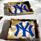 Sports Coasters, New York Yankee's Fan Dream!!! One of a Kind Set of 4 Yankee's Coasters with Beautiful Marble Design