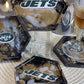 Sports Coasters Jet's Fan Dream!!! One of a Kind Set of 4 Jets Coasters with a Beautiful Brown Gold Marble Design
