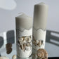 Luxury White Seashells Concrete pillar Candles Set of 2