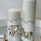 Luxury White Seashells Concrete pillar Candles Set of 2