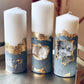 Luxury Crystal Gray and Gold with Crystals Concrete Pillar Candles Set