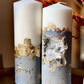 Luxury Crystal Gray and Gold with Crystals Concrete Pillar Candles Set