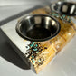 Honey,Yellow Color & Turquoise Beaded Pet Feeder