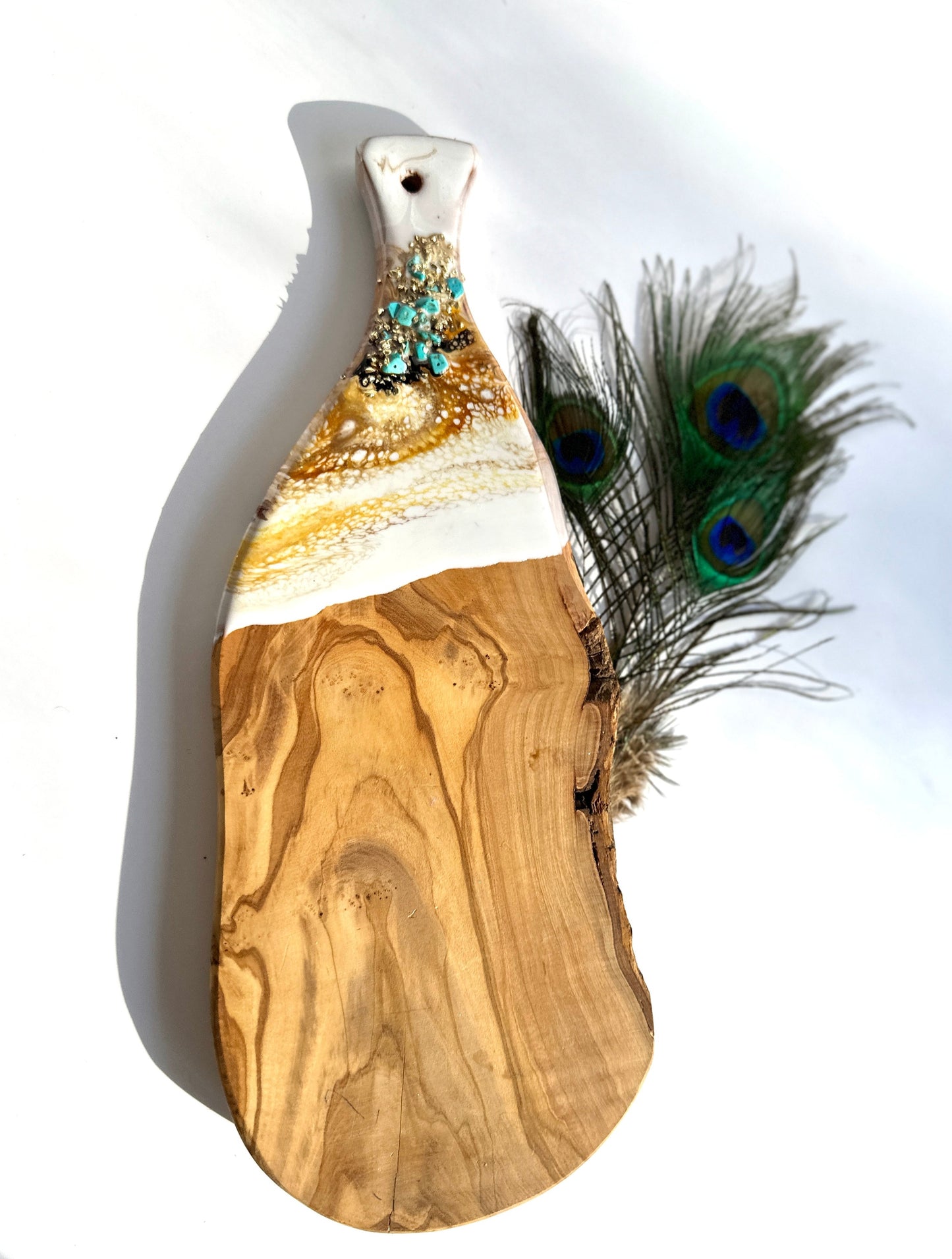 Fun Shaped Beaded Olive Wood Cheese Board