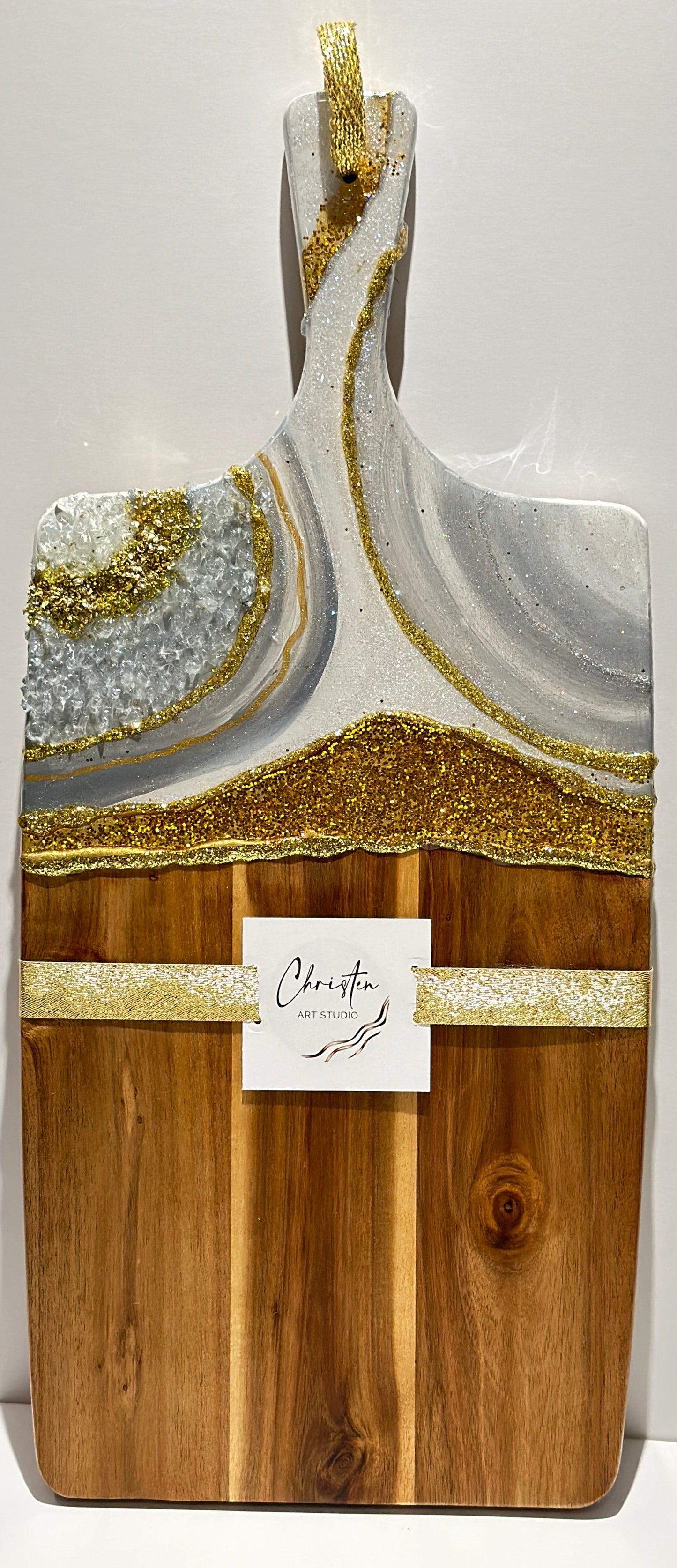 Gray and Gold Geode Design Cheeseboard