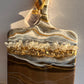 Sliver, Gray & Gold Color Geode Marble Design Cheeseboard